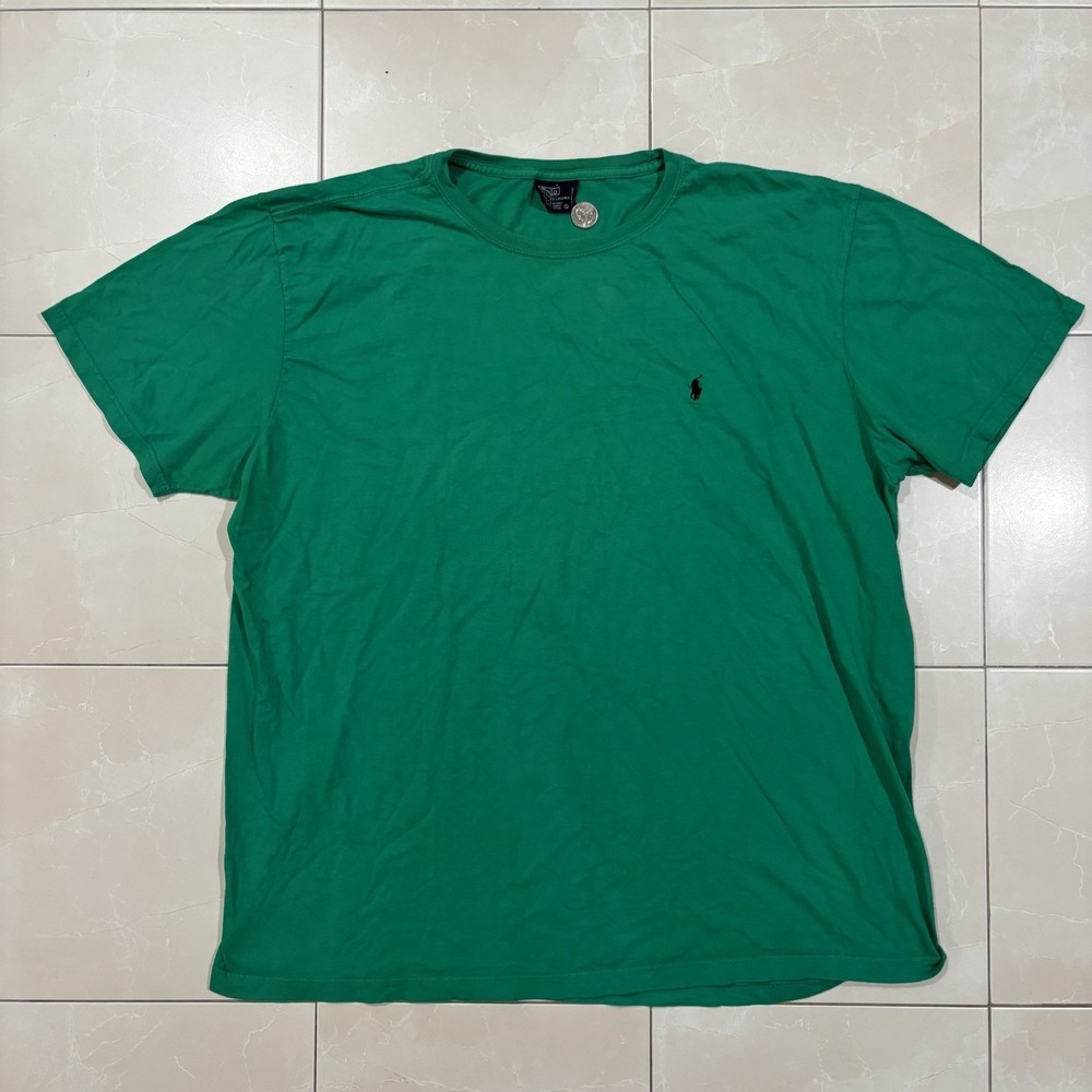 Vintage Polo Ralph Lauren Blank T Shirt Pony Logo Green Men's XL Y2K 90s Basic